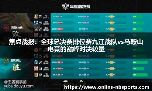 焦点战报：全球总决赛排位赛九江战队vs马鞍山电竞的巅峰对决较量