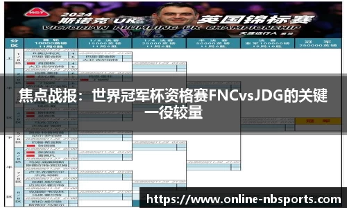 焦点战报：世界冠军杯资格赛FNCvsJDG的关键一役较量